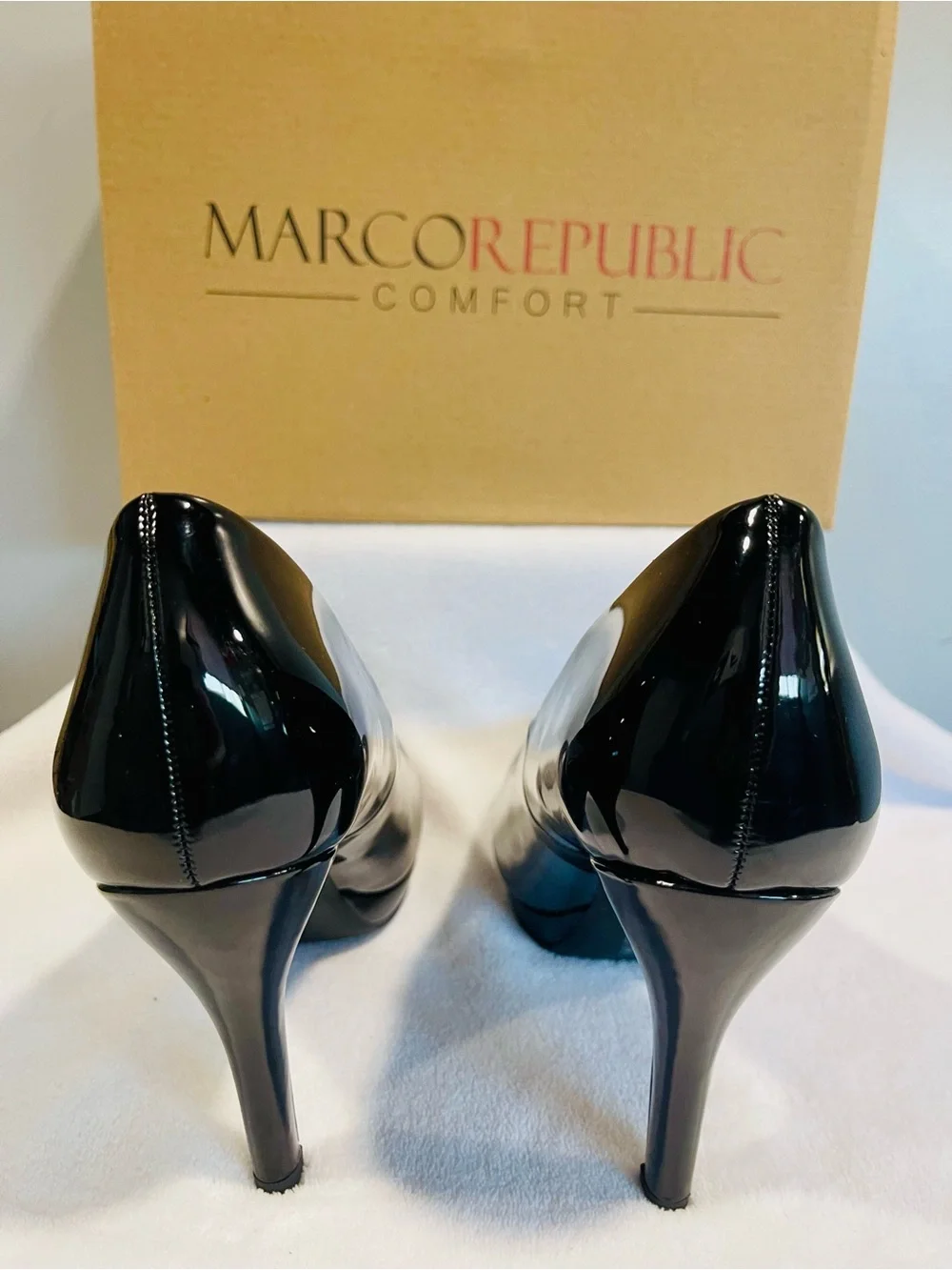 MarcoRepublic Comfort Black Patent High Heel Pumps in ROME STYLE